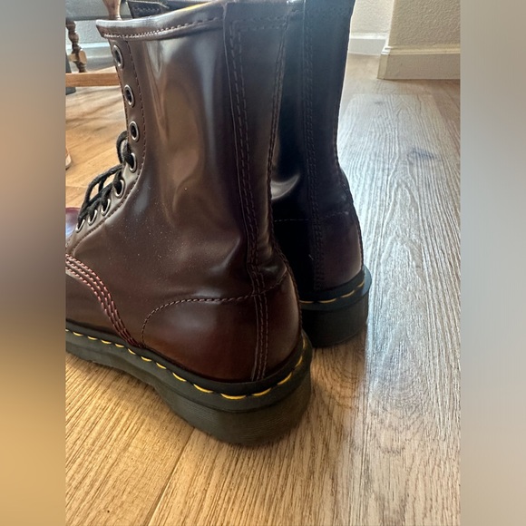 NEW Doc Martens Vegan 1460 Burgundy Cherry Red Oxford Rub Off Lace Up Boots W 5 - Picture 6 of 7